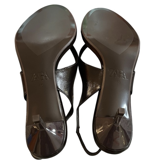 ✨ZARA✨Dark Brown Strappy Kitten Heel Sandals - Picture 7 of 8